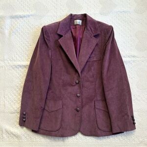 Vintage Corduroy Blazer Jacket Womens 12 Purple Country Suburbans Union Made USA